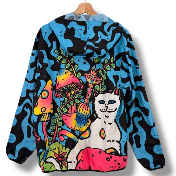 RIPNDIP Lord Nermal Cat Mushroom Psychedelic Windbreaker Hoodie Men's Sz Medium - Picture 4 of 10